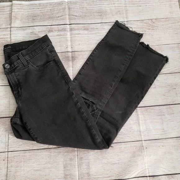 J Brand Pants Jumpsuits J Brand Black Distressed Raw Fringe